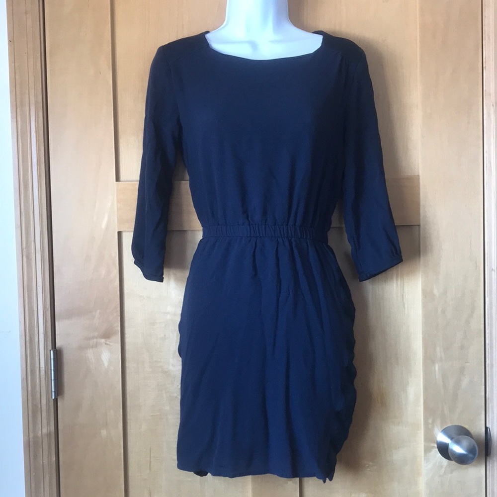 H&M size 6 dark blue half sleeve midi dress